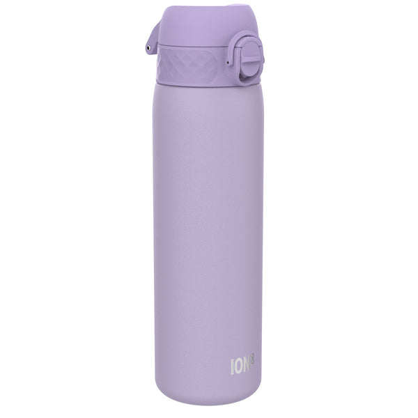 A lavender water bottle stands upright against a white background. The bottle features a hinged lid and the logo "ION8" is imprinted near the base.