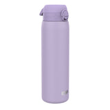A lavender water bottle stands upright against a white background. The bottle has a screw-on lid with a carrying loop. ION8 is printed on the bottle.