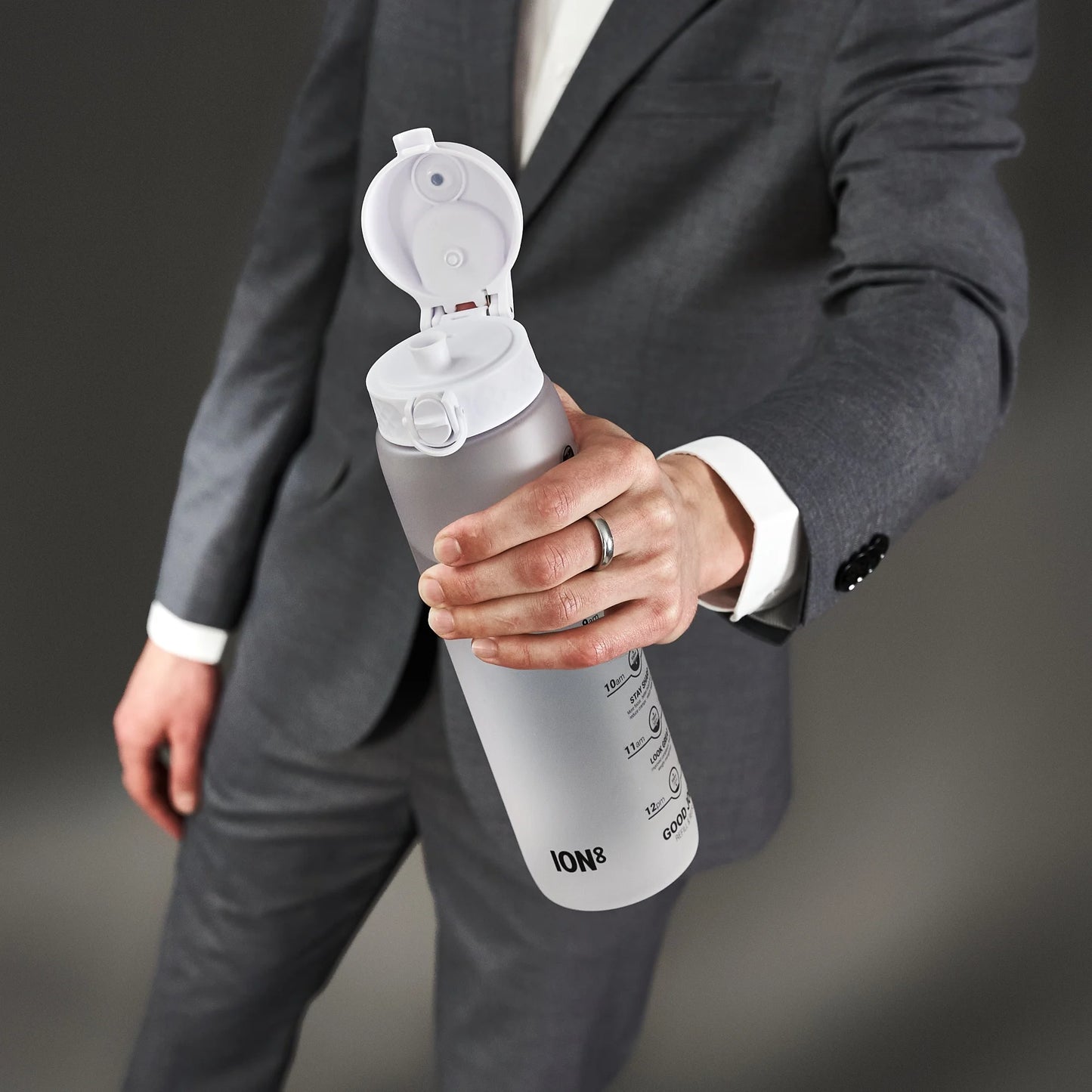1 litre Water Bottle with Times to Drink, Recyclon™, Motivational Ice, 1L