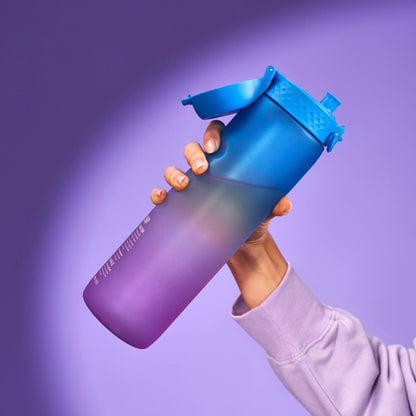 1 litre Water Bottle with Times to Drink, Recyclon™, Motivational Blue & Pink, 1L