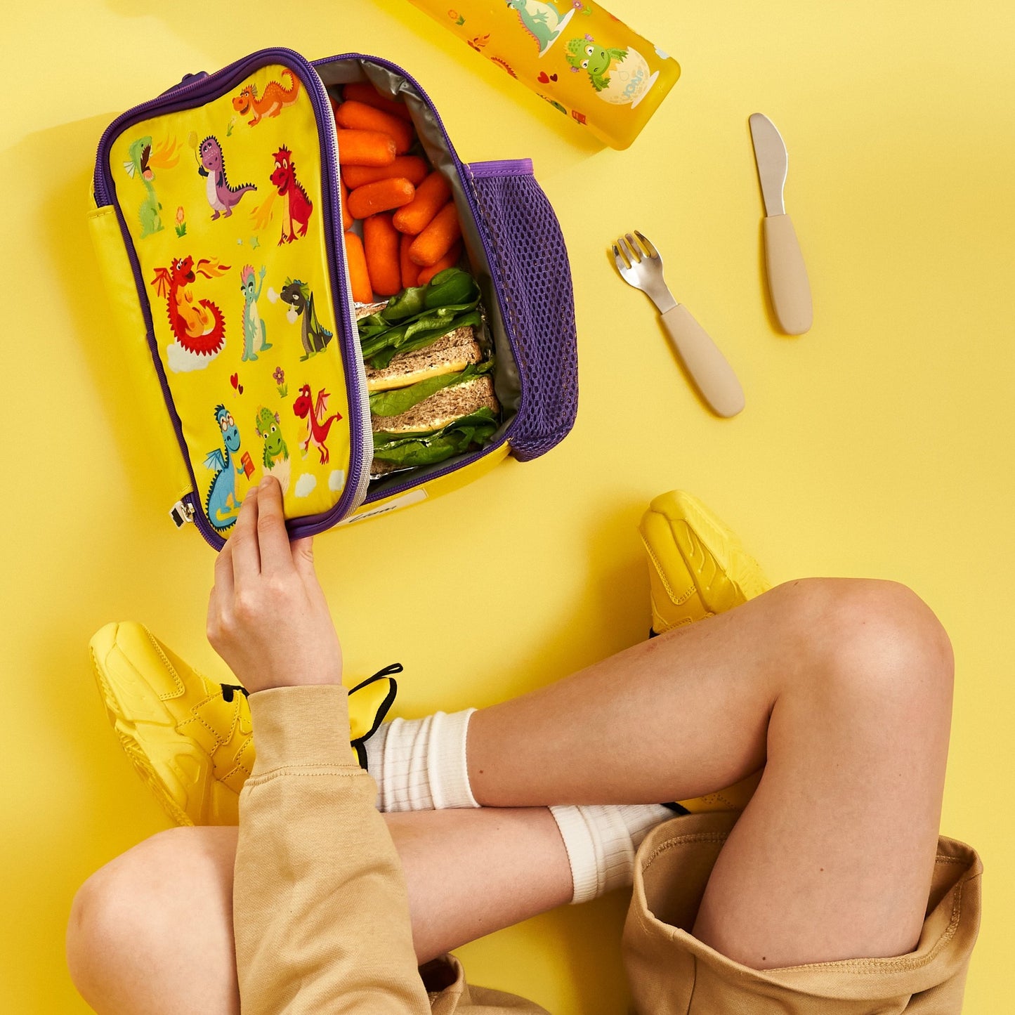 Lunchtasche für Kinder, isoliert, Drachen, mittelgroß