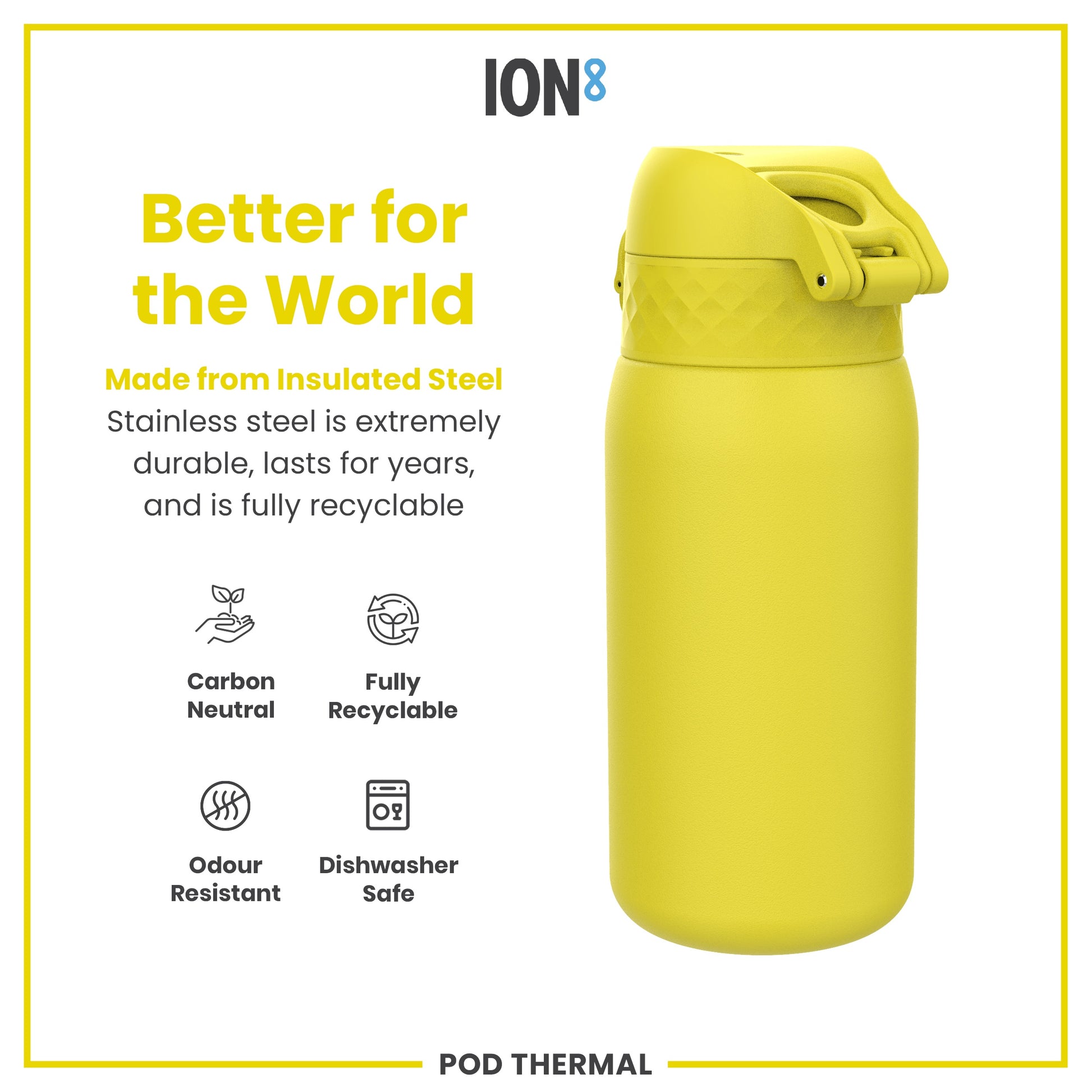 Shop Ion8 Leak Proof Water Bottle Vacuum Insulated Yellow 320ml