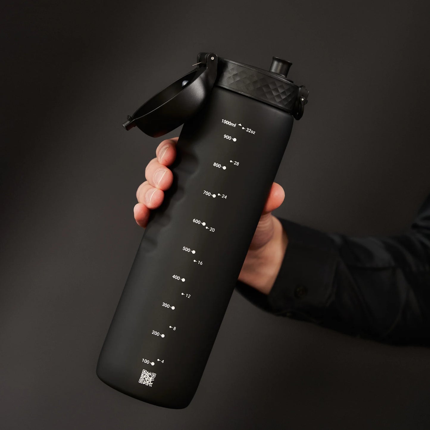 Leak Proof 1 litre Water Bottle, Recyclon™, Black, 1L