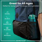 A teal water bottle stands upright against a white background. The bottle has a hinged, textured lid with a push-button closure. The brand 