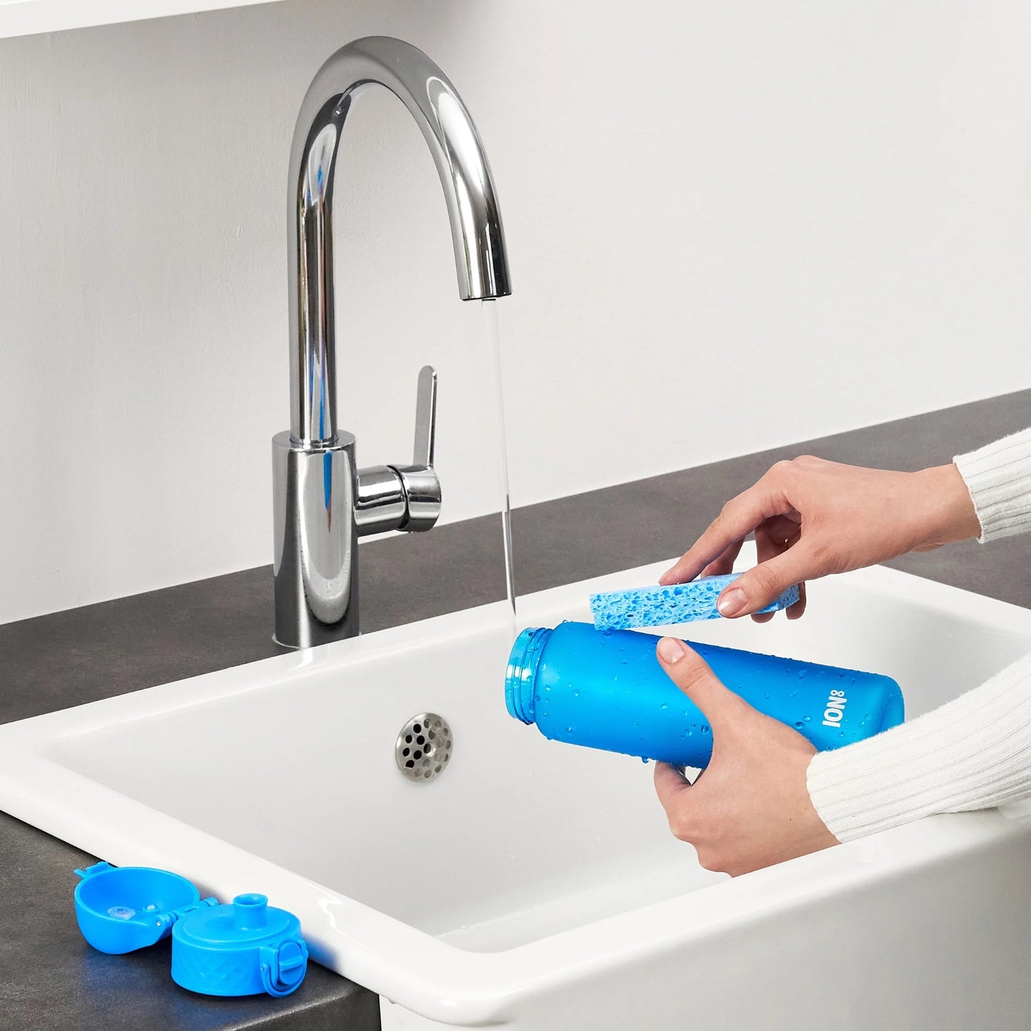 Leak Proof Slim Water Bottle, Recyclon™, Blue, 500ml (18oz)
