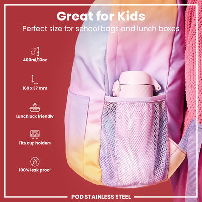 Auslaufsichere Kinderwasserflasche, Edelstahl, Lilac Dusk, 400 ml (13 oz)