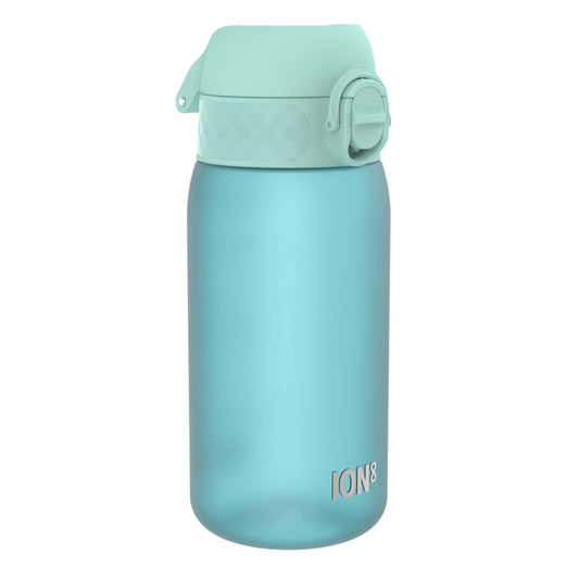 A light teal water bottle sits against a white background. The bottle has a light teal cap and the logo "ION8" is visible near the bottom.
