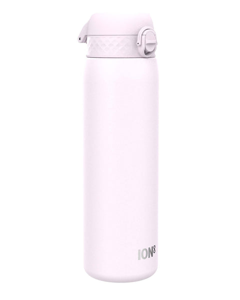 A light purple water bottle stands upright against a white background. The bottle has a screw-on lid with a carrying loop. ION8 is printed near the base.