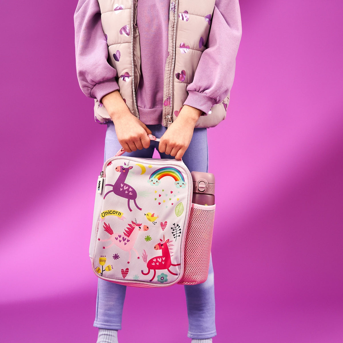 Kids Lunch Bag, Insulated, Unicorns, Medium