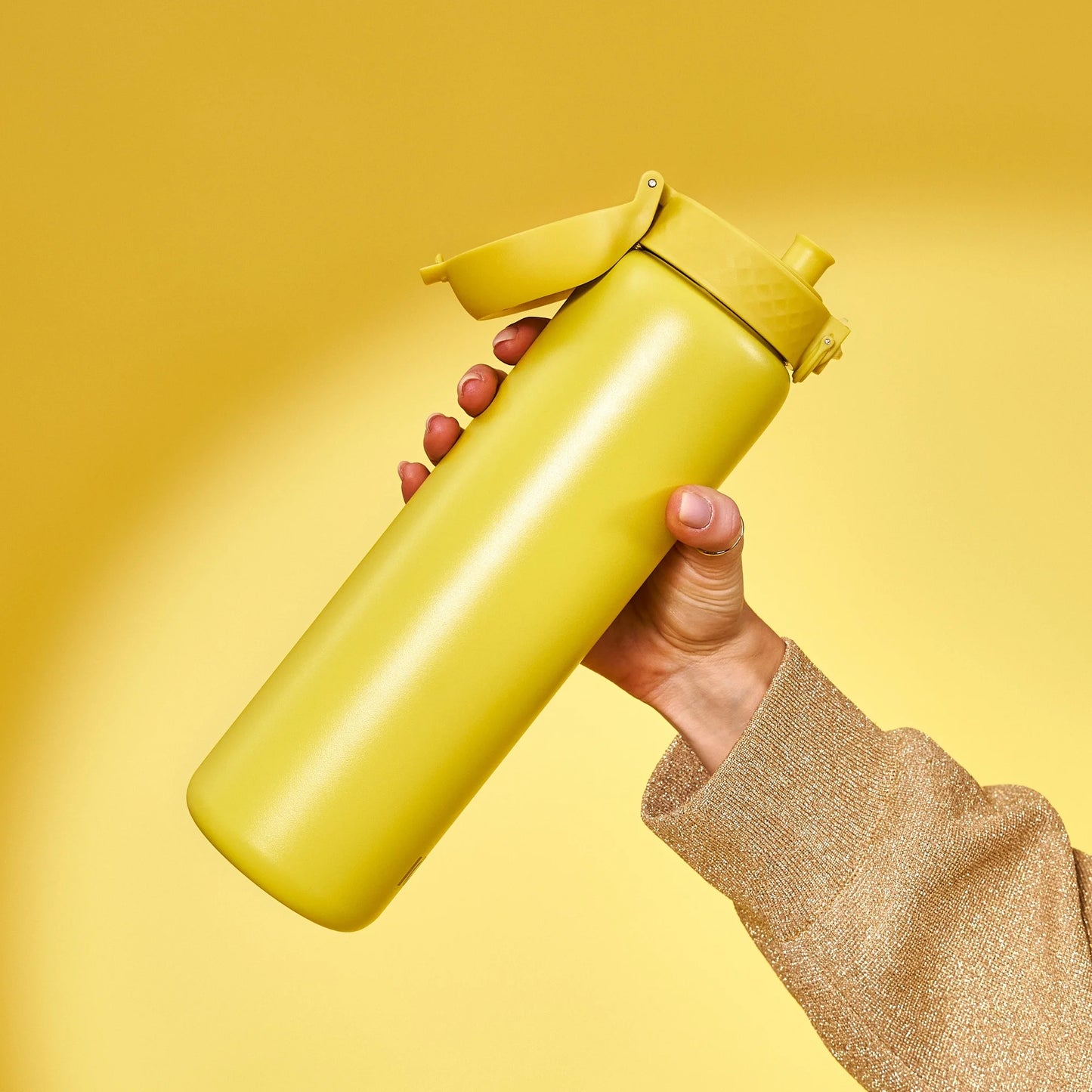 Leak Proof 1 Litre Thermal Water Bottle, Insulated Steel, Yellow, 1L