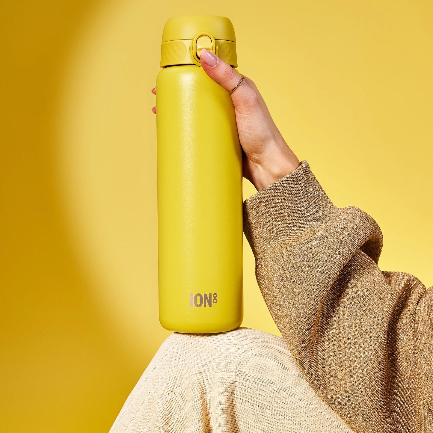 Leak Proof 1 Litre Thermal Water Bottle, Insulated Steel, Yellow, 1L