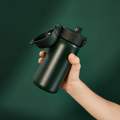 Leak Proof Kids Water Bottle, Stainless Steel, Dark Green, 400ml (13oz)