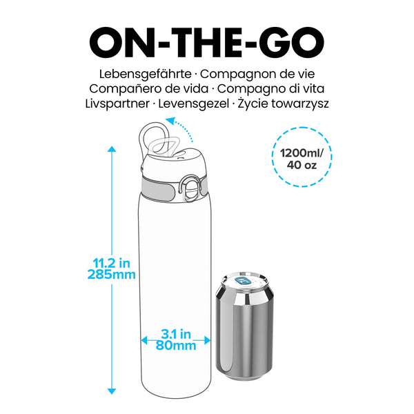 Leak Proof 1 Litre Water Bottle, Stainless Steel, Teal, 1L
