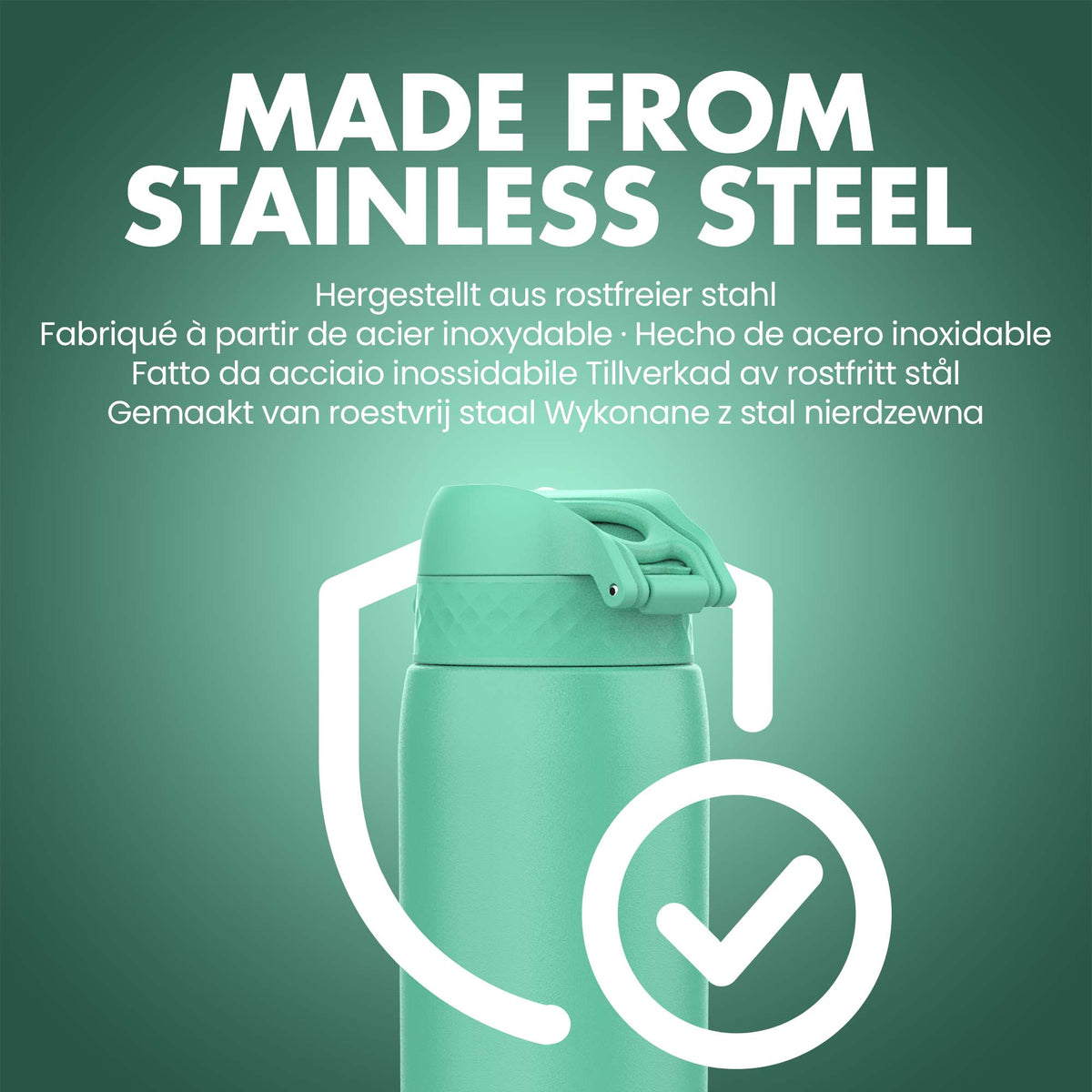 Leak Proof 1 Litre Water Bottle, Stainless Steel, Teal, 1L