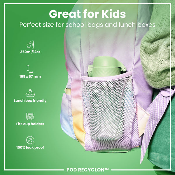 Leak Proof Kids Water Bottle, Recyclon, Surf Green, 350ml (12oz)