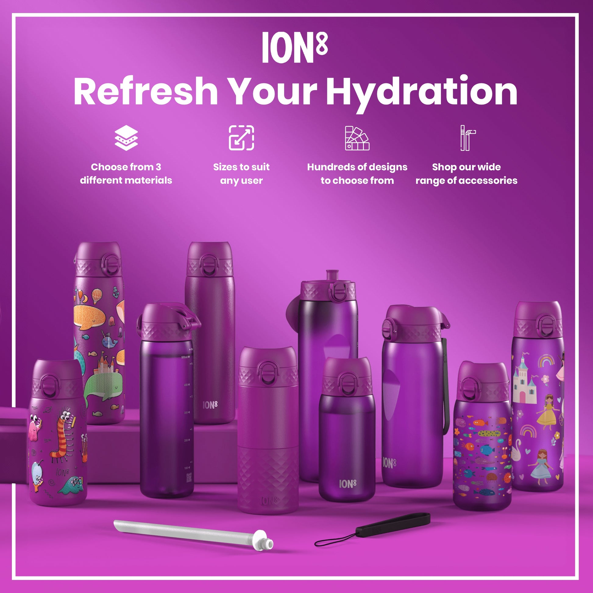 Bottle Bottle Gourde En Acier Inoxydable Violet Avec Bouchon 2-en-1 À Paille Et Compartiment À Bottle Bottle Gourde En Acier Inoxydable Violet Avec Bouchon 2-en-1 À Paille Et Compartiment À