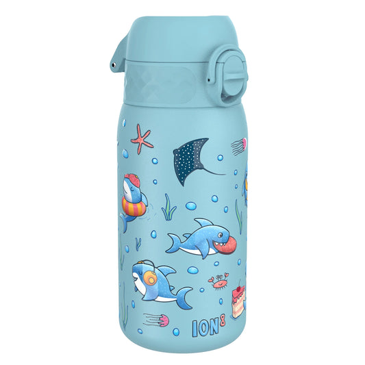 Leak Proof Kids Water Bottle, Stainless Steel, Sharks, 400ml (13oz)