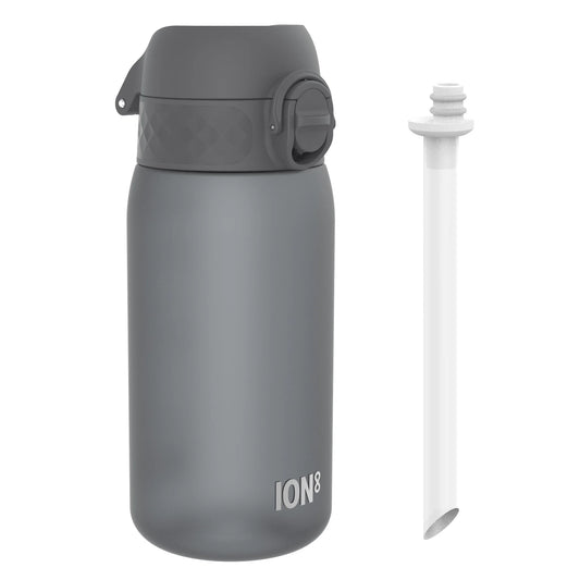 Leak Proof Small Water Bottle With Straw, Recyclon™, Grey, 350ml (12oz)