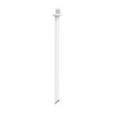 A white plastic dip tube with a threaded connector at the top is isolated on a plain white background.