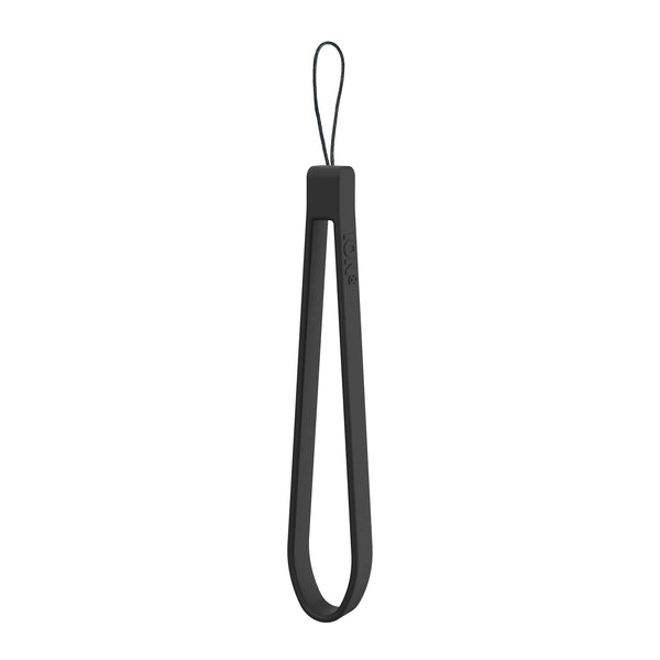A black silicone tong suspended vertically with a loop at the top for hanging on a plain white background; embossed text reads "ION8".