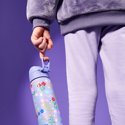 ION8 Leak Proof Slim Thermal Water Bottle, Insulated Steel, Ditsy Floral, 500ml (17oz)