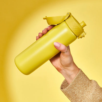 Leak Proof Slim Water Bottle, Stainless Steel, Yellow, 600ml (20oz)