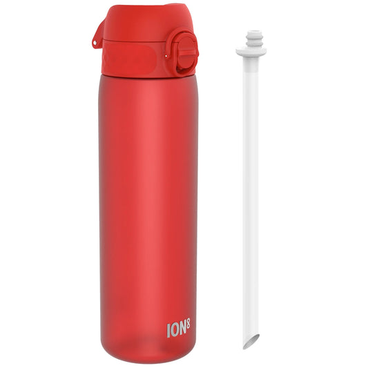 Leak Proof Medium Water Bottle with Straw, Recyclon™, Red, 500ml (18oz)