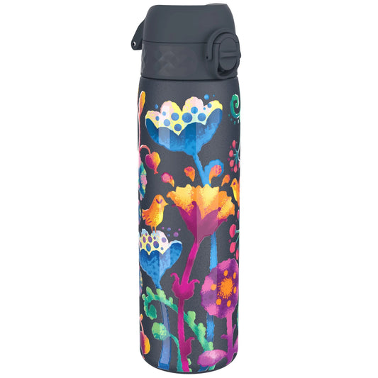ION8 Leak Proof Slim Thermal Water Bottle, Insulated Steel, Bright Floral, 500ml (17oz)