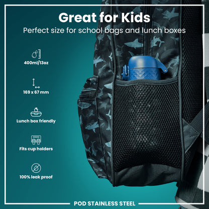 Leak Proof Kids Water Bottle, Stainless Steel, Rescue Vehicles, 400ml (13oz)
