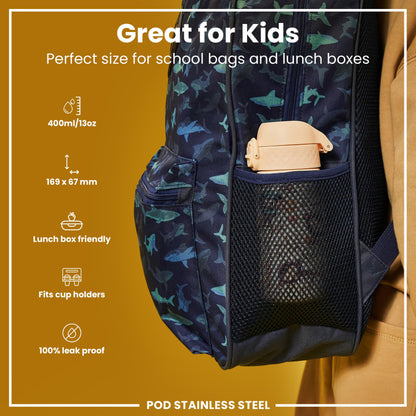 Leak Proof Kids Water Bottle, Stainless Steel, Monkeys, 400ml (13oz)