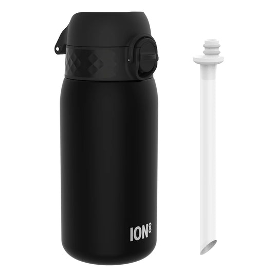 Leak Proof Small Water Bottle With Straw, Recyclon™, Black, 350ml (12oz)