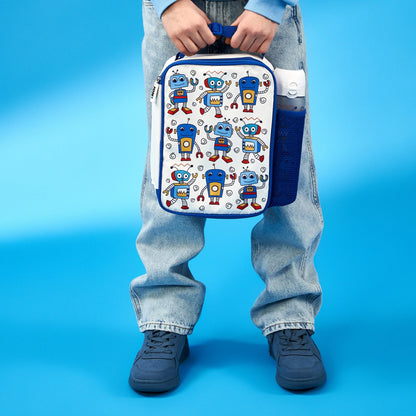 Kids Lunch Bag, Insulated, Robots, Medium