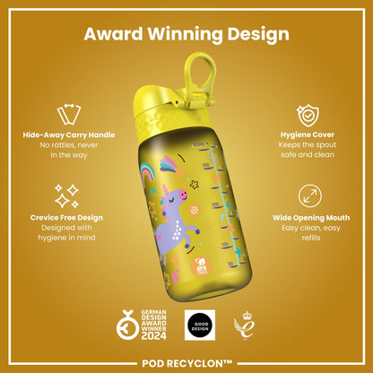 Auslaufsichere Kinderwasserflasche, Recyclon™, Einhörner, 350 ml (12 oz)