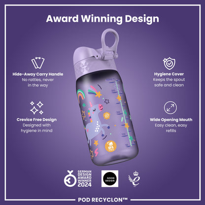 Auslaufsichere Kinderwasserflasche, Recyclon™, Einhörner, 350 ml (12 oz)