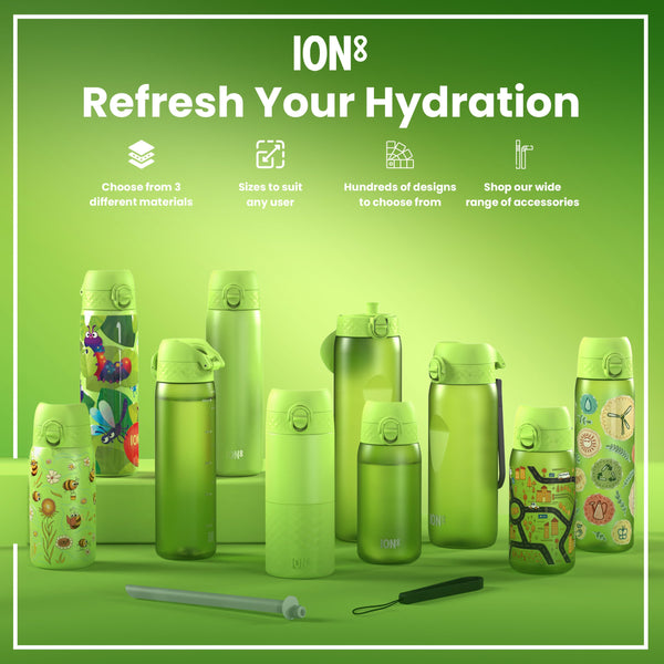Leak Proof 1 Litre Water Bottle, Stainless Steel, Khaki Green, 1L