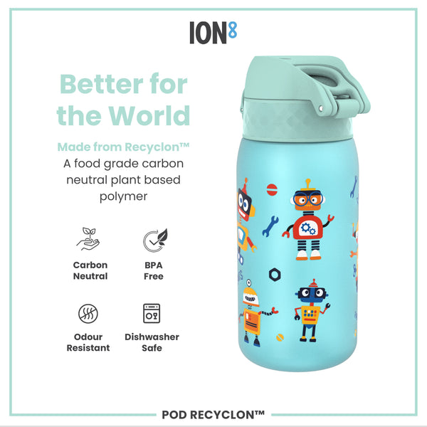 Leak Proof Kids Water Bottle, Recyclon, Robots, 350ml (12oz)