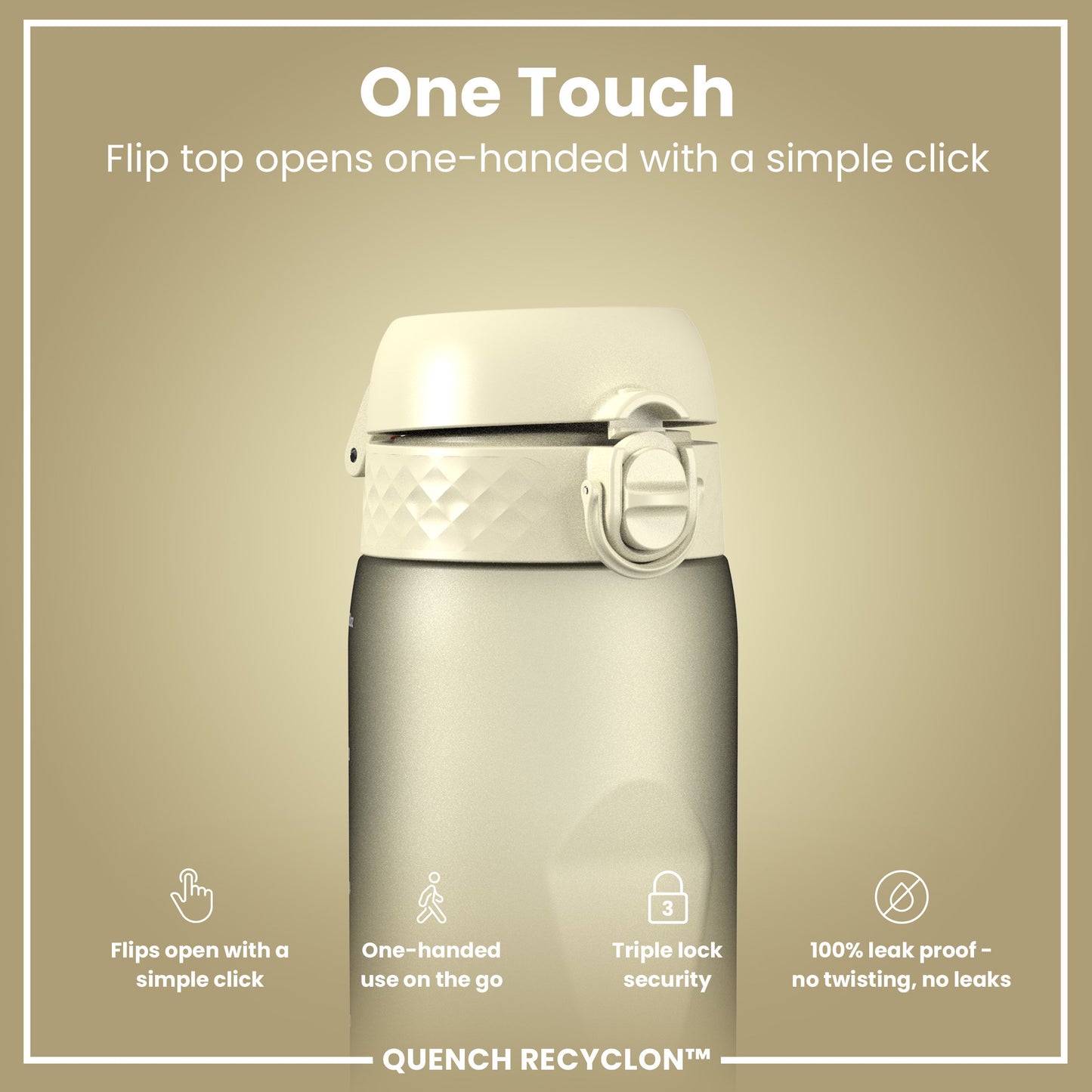 Leak Proof 1 litre Water Bottle, Recyclon, White, 1L