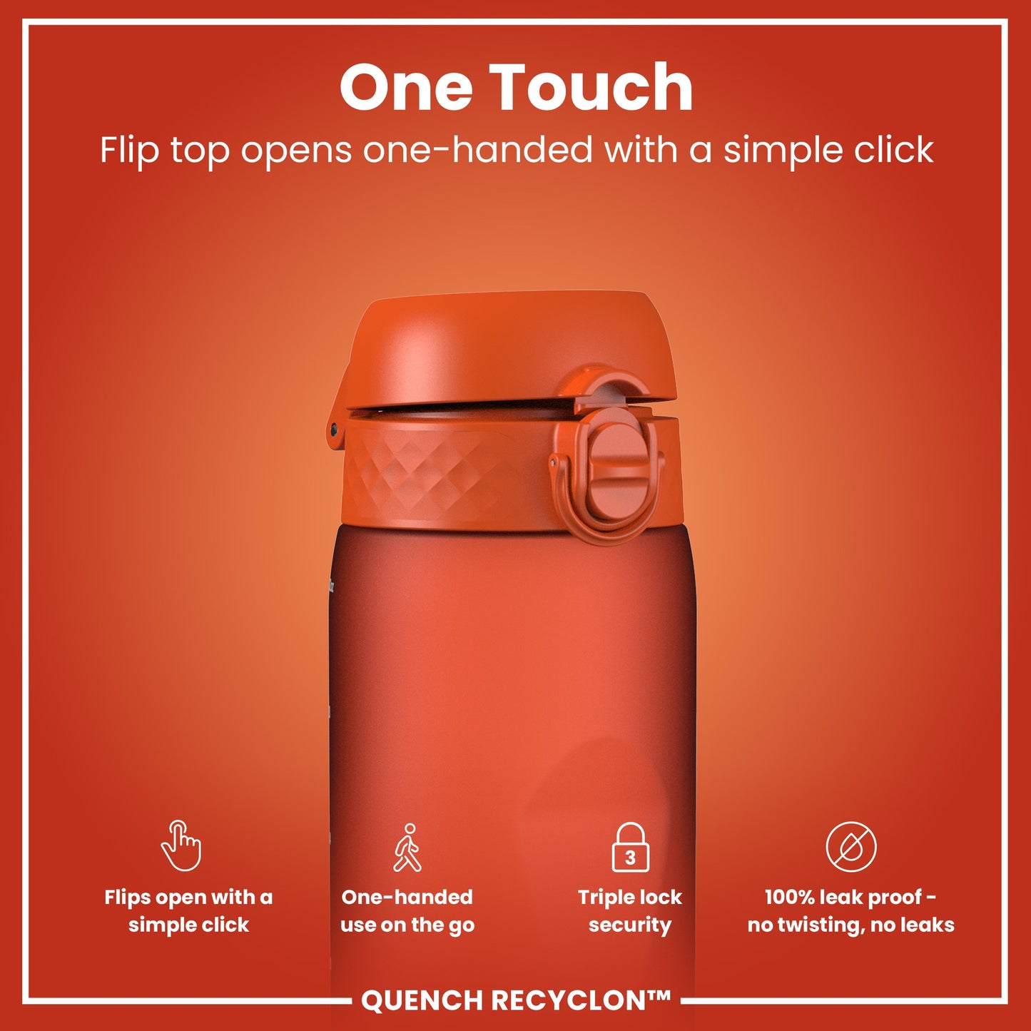 Leak Proof 1 litre Water Bottle, Recyclon, Orange, 1L
