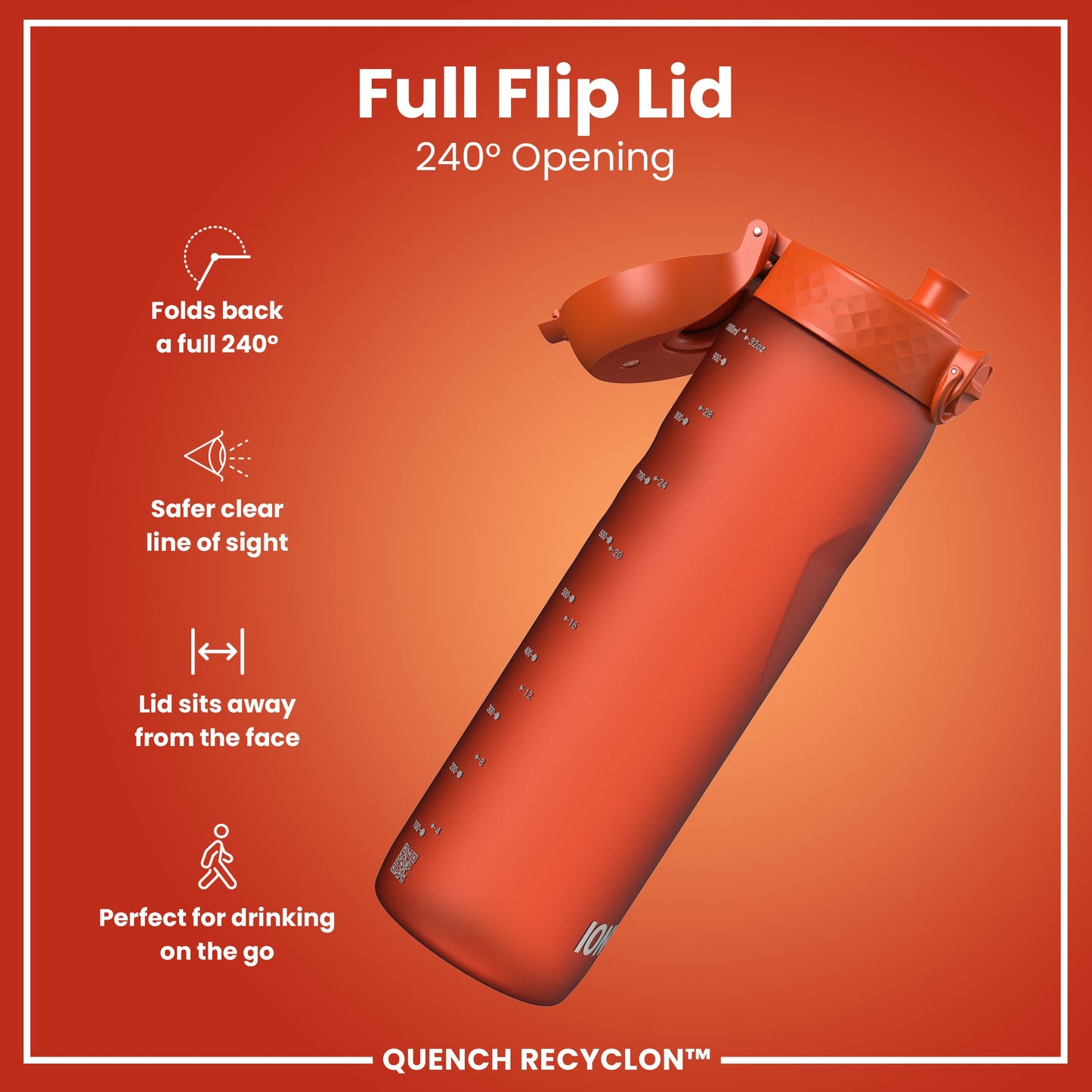 Leak Proof 1 litre Water Bottle, Recyclon, Orange, 1L