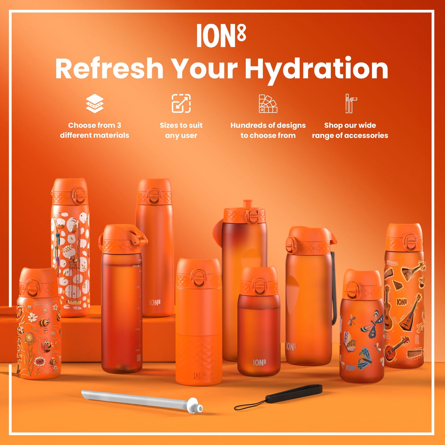 Leak Proof 1 litre Water Bottle, Recyclon, Orange, 1L