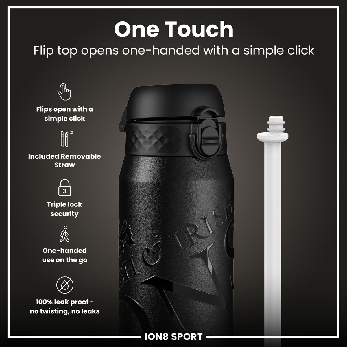 Lions X ION8 Insulated Steel Water Bottle, British & Irish Lions, Lions, 750ml (24oz)