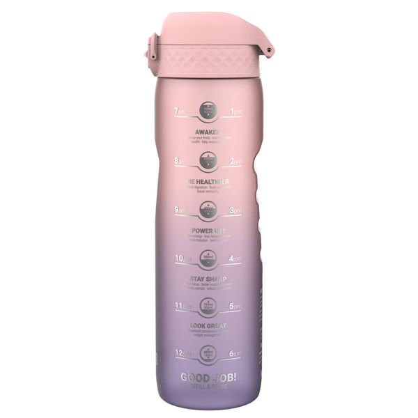 Leak-Proof 1L Motivator Water Bottle – BPA-Free Purple / Rose