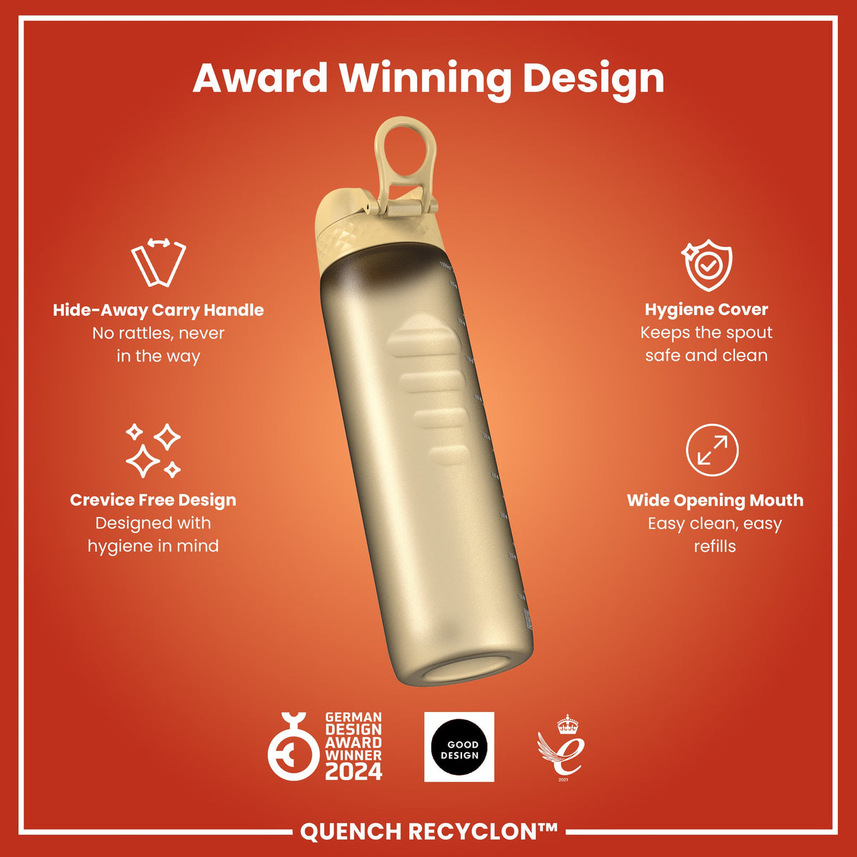 Leak Proof 1 litre Water Bottle, Recyclon, Desert, 1L