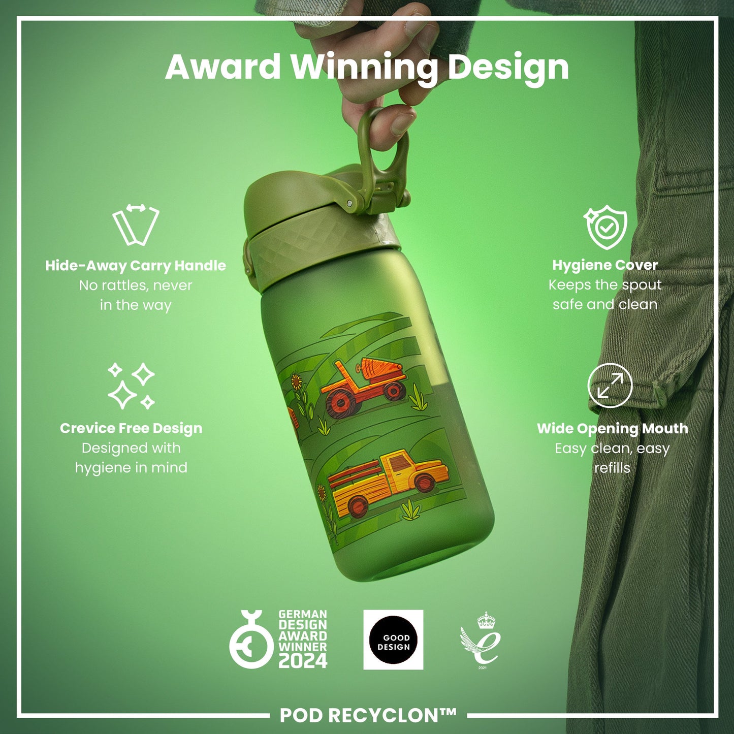 Auslaufsichere Kinderwasserflasche, Recyclon™, Dinosaurier, 350 ml (12 oz)