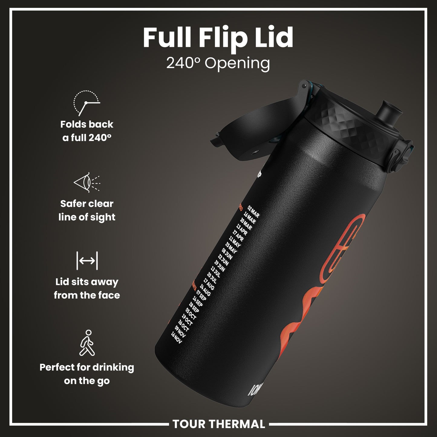 MotoGP X ION8 Insulated Steel Water Bottle, MotoGP Calendar, 750ml (24oz)