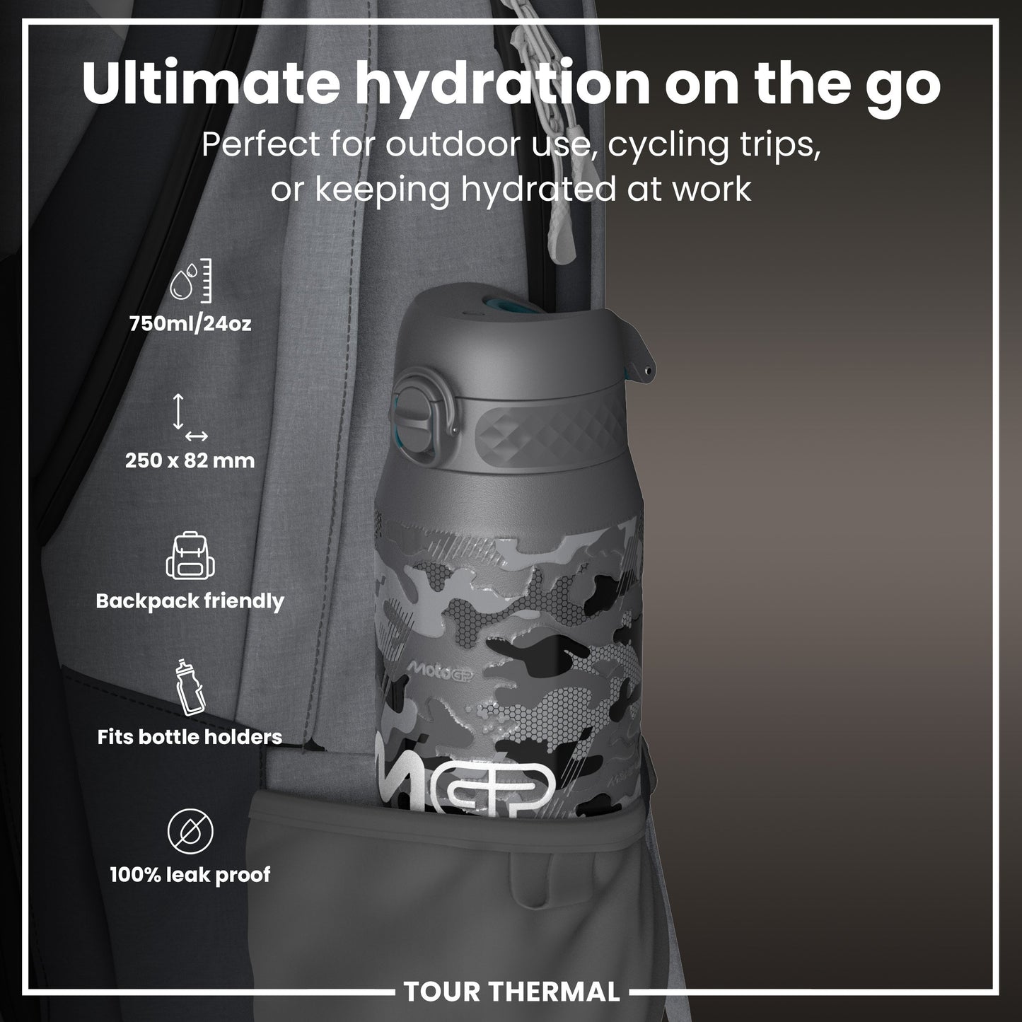 MotoGP X ION8 Insulated Steel Water Bottle, MotoGP Camouflage, 750ml (24oz)