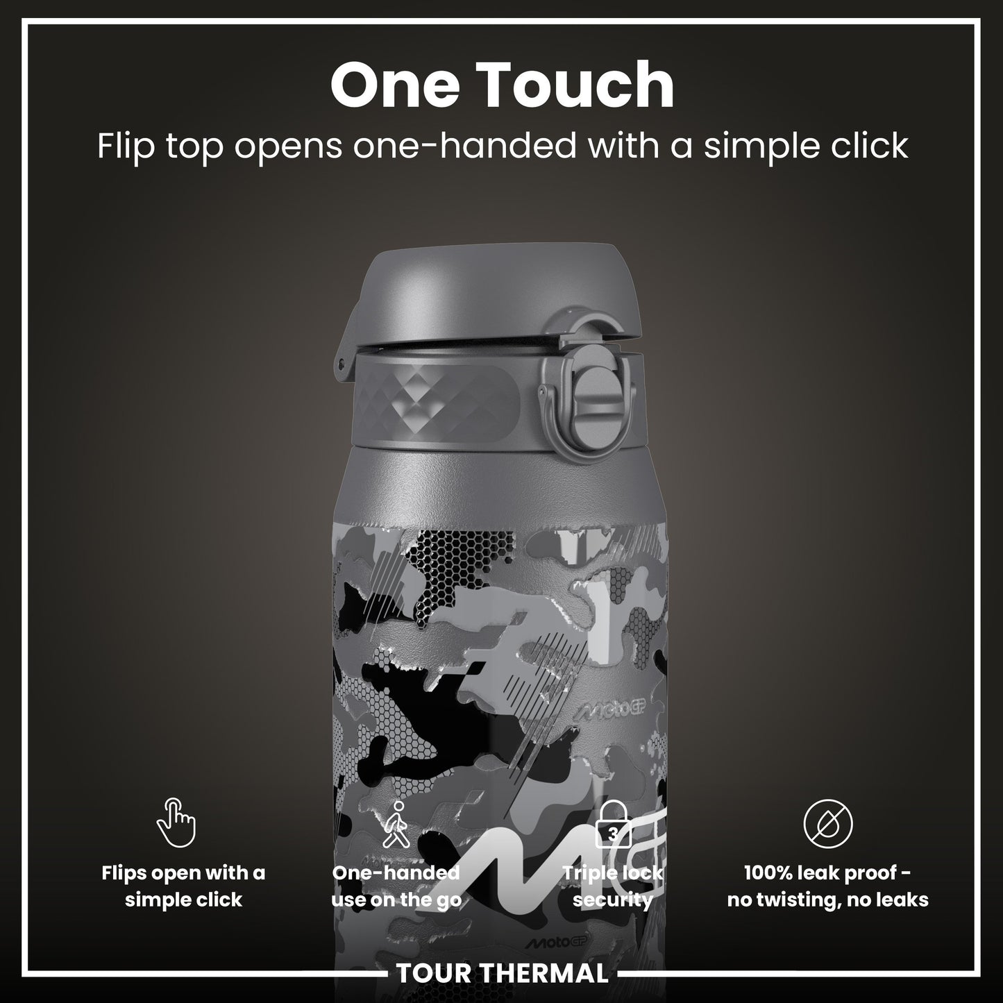MotoGP X ION8 Insulated Steel Water Bottle, MotoGP Camouflage, 750ml (24oz)