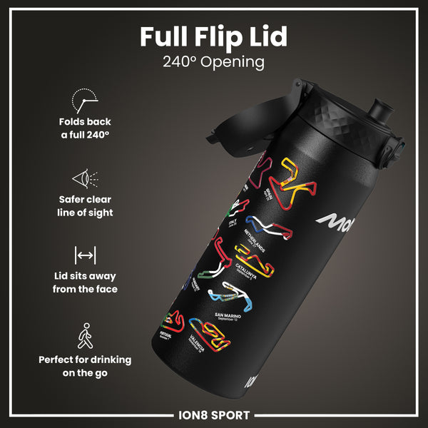 Botella de agua de acero inoxidable con aislamiento MotoGP x ION8, MotoGP Mix, 750 ml (24 oz)