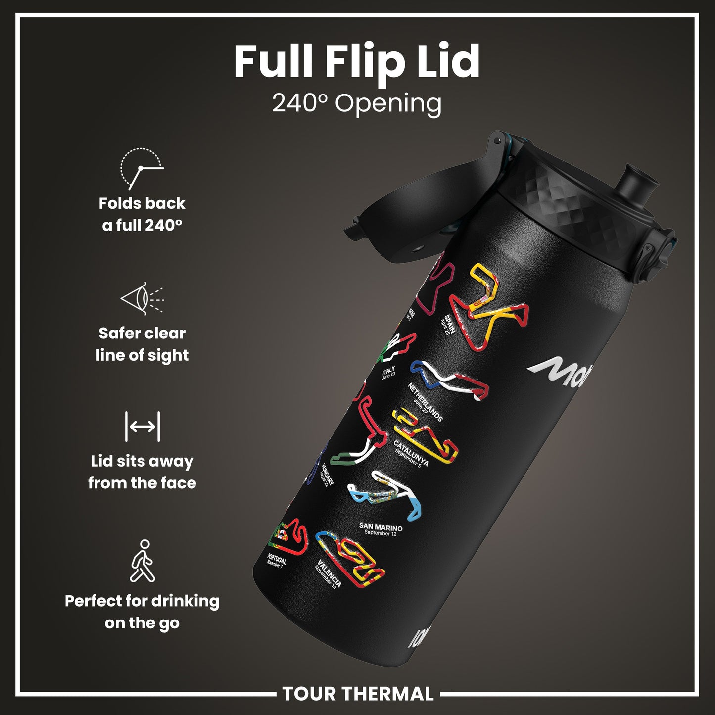 MotoGP X ION8 Insulated Steel Water Bottle, MotoGP Mix, 750ml (24oz)