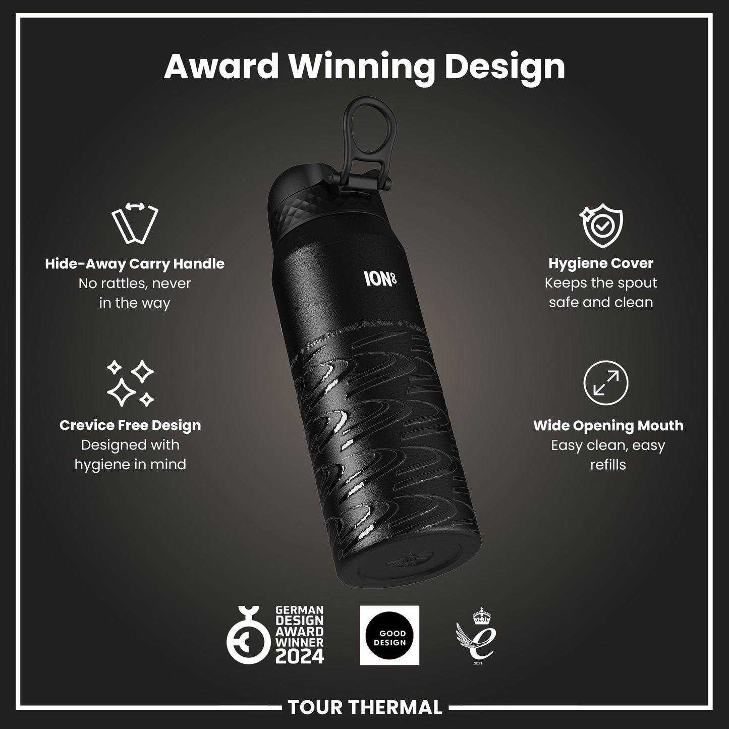 MotoGP X ION8 Insulated Steel Water Bottle, MotoGP Lean, 750ml (24oz)